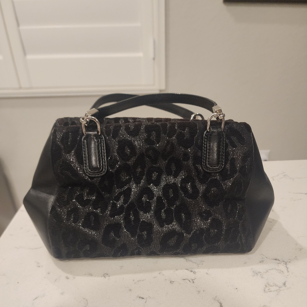 Black Leopard Print Coach Purse
